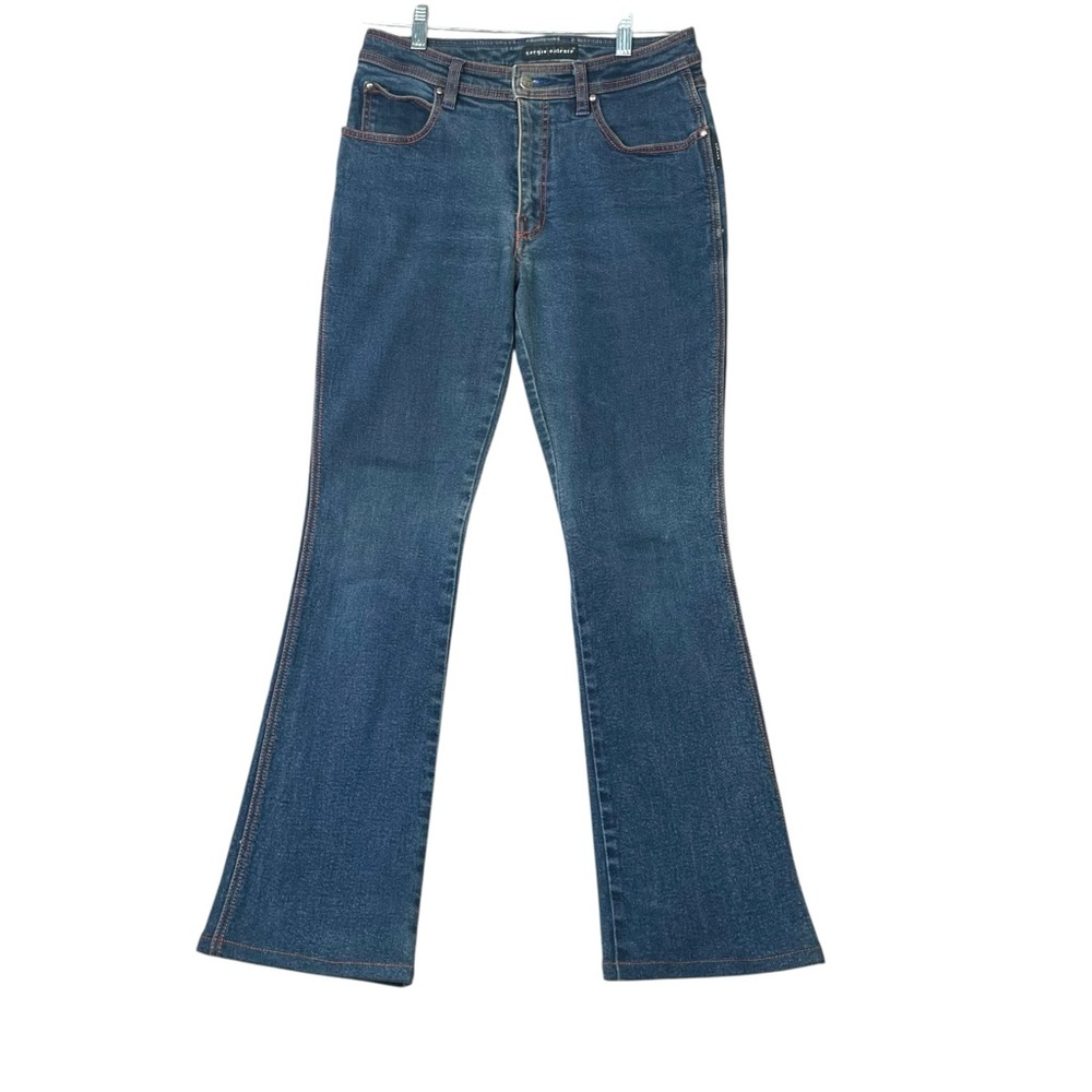 Sergio Valente Jeans Women Size 31 Stretch Bootcut Blue Denim Cowgirl Mid Rise